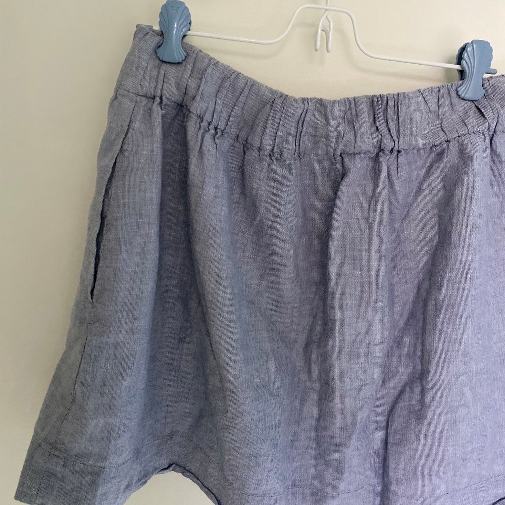 Linen cotton chambray skirt with pockets